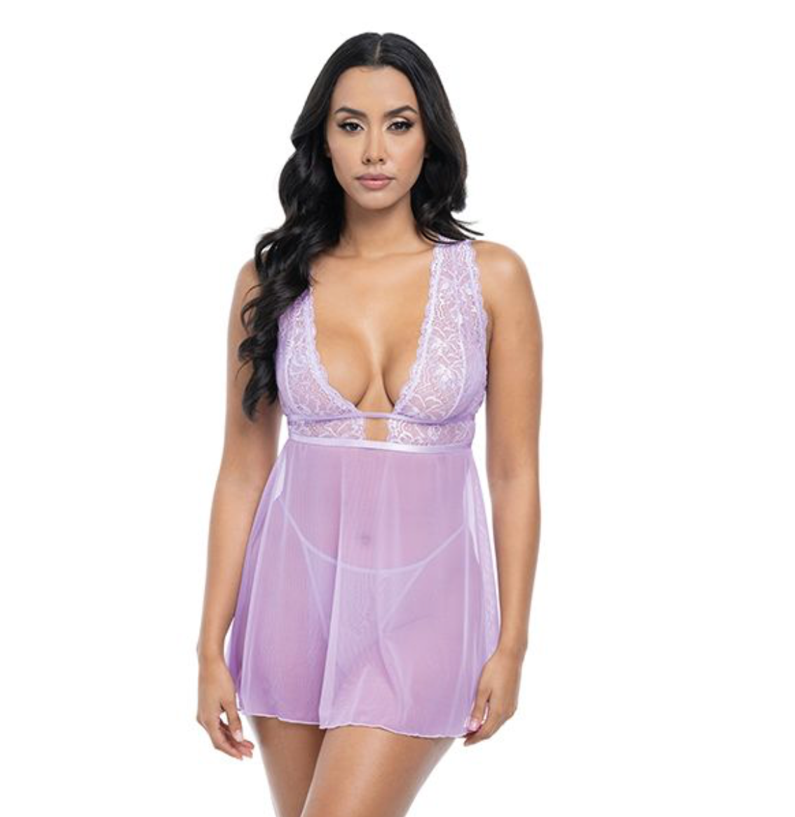 Stassi Lace & Mesh Lavender Babydoll