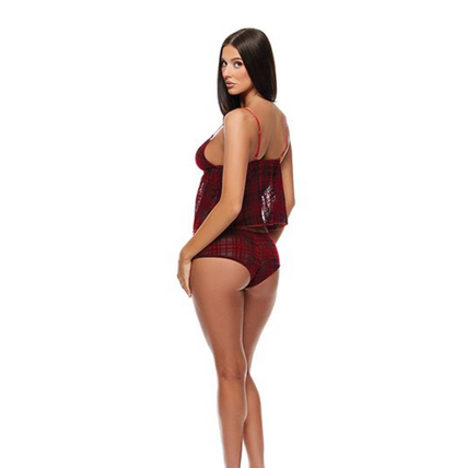 Velvet Lines Mesh Cami & Boy Short 2 pc Set