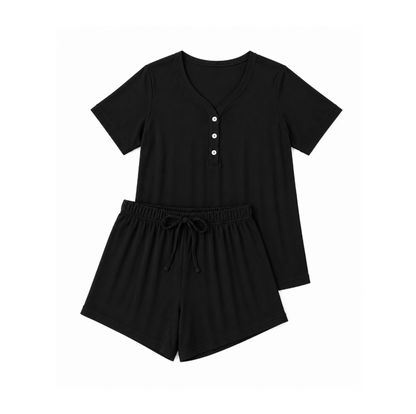 Midnight Bamboo Shorts & Tee Set (READY TO SHIP)